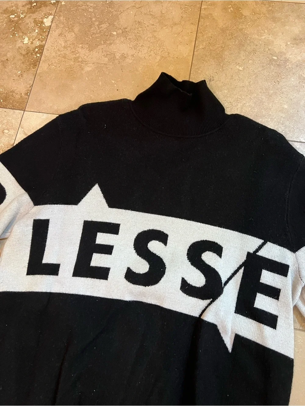 BLESSED Black and White Logo Knit Sweater - Men